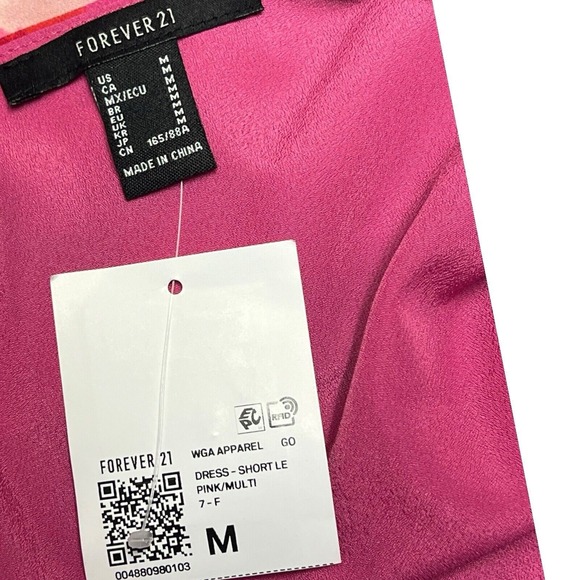 Forever 21 One Shoulder Dress Size M Pink Black Abstract Ruched Bodycon Sexy New - Picture 10 of 11